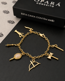 Conjunto Sete Linhas: Pulseira + Colar C/ 7 Pingentes - Banhado a Ouro e Verniz Italiano