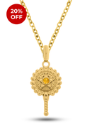 Kit Pingente Abebé (34mm) + Corrente Elo Português (1,5mm) 50, 60 ou 70 cm - Banhada a Ouro e Verniz Italiano