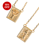 Escapulário Caixa Orixá Iemanjá C/ Microzirconia Cristal Banhada a Ouro 18k + Corrente Cadeado (1 mm) 70cm