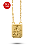 Escapulário São Jorge (22mm) + Corrente Cadeado (2mm) de 60 ou 70 cm - Banhado a Ouro e Verniz Italiano