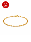 Pulseira Elo Português (1mm) Unissex de 18, 20 ou 22cm - Banhada a Ouro e Verniz Italiano