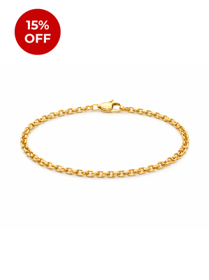 Pulseira Elo Português (1mm) Unissex de 18, 20 ou 22cm - Banhada a Ouro e Verniz Italiano