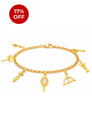 Pulseira Sete Linhas C/ Elo Português (1,5mm) Unissex de 18, 20 ou 22cm - Banhada a Ouro e Verniz Italiano
