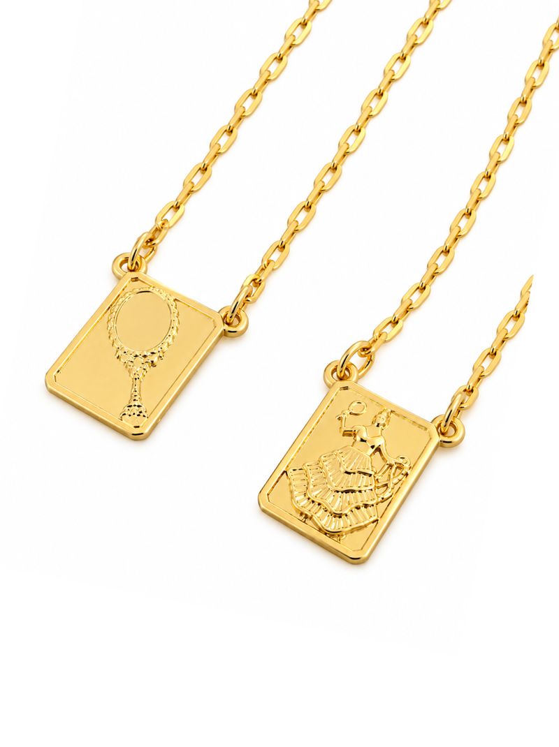 Escapulário Placa Oxum Banhada a Ouro 18k + Corrente Cadeado (1 mm) 70cm