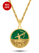 Kit Pingente Oxóssi (26mm) + Corrente Cordão Baiano (2mm) de 60 ou 70 cm Banhada a Ouro e Verniz Italiano.