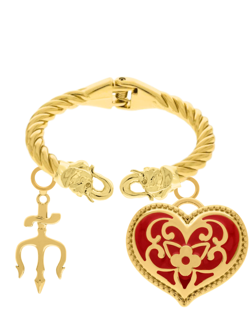 Pulseira Trançada de Pomba Gira 65mm Banhada a Ouro e Verniz Italiano