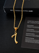 Kit Pingente Número 7 (28mm) + Corrente Elo Português (1,5mm) 50, 60 ou 70 cm - Banhada a Ouro e Verniz Italiano