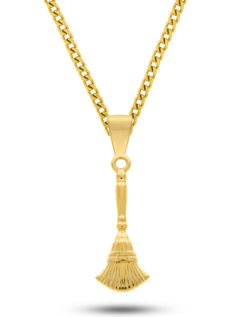 Kit Pingente Xaxará (10mm) + Corrente Grumet (3mm) de 60 ou 70 cm - Banhada a Ouro e Verniz Italiano