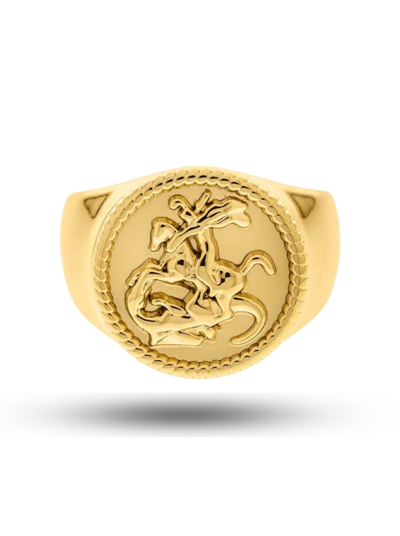 Anel São Jorge N° 23 (19,5mm) Banhado a Ouro e Verniz Italiano
