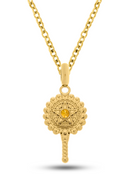 Kit Pingente Abebé (34mm) + Corrente Elo Português (1,5mm) 50, 60 ou 70 cm - Banhada a Ouro e Verniz Italiano