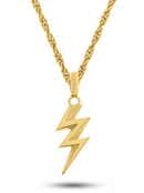 Kit Pingente Raio (31mm) + Corrente Cordão Baiano (2mm) 50, 60 ou 70 cm - Banhada a Ouro e Verniz Italiano