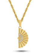 Kit Pingente Leque Cigana (33mm) + Corrente Cordão Baiano (1,5mm) 50, 60 ou 70 cm -  Banhado a Ouro e Verniz Italiano