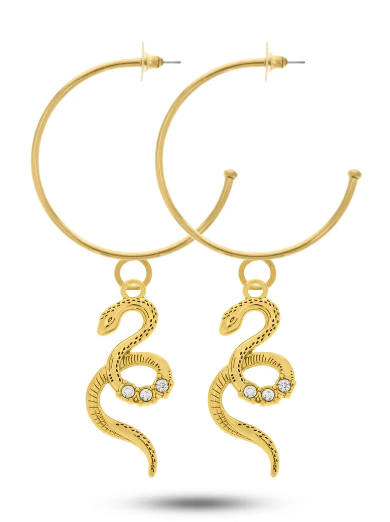 Argola Serpente (55mm) - Banhada a Ouro com Verniz Antialérgico