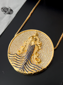 Kit Pingente Mandala Grande Iemanjá Banhada a Ouro 18k e Cravejada C/ Microzircônias Cristal + Corrente Veneziana 60cm