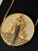 Kit Pingente Mandala Grande Iemanjá Banhada a Ouro 18k e Cravejada C/ Microzircônias Cristal + Corrente Veneziana 60cm