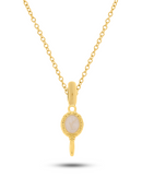 Kit Pingente Espelho de Oxum (23mm) + Corrente Elo Português (1mm) de 50, 60 ou 70 cm - Banhada a Ouro e Verniz Italiano