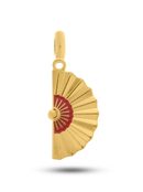 Pingente Leque Vermelho (33mm) -  Banhado a Ouro e Verniz Italiano