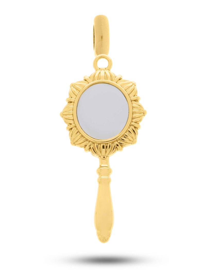 Pingente Espelho de Iemanjá (54mm) - Banhada a Ouro e Verniz Italiano