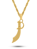 Kit Pingente Espada de Iansã (31mm) + Corrente Cordão Baiano (2mm) de 50, 60 ou 70 cm - Banhada a Ouro e Verniz Italiano