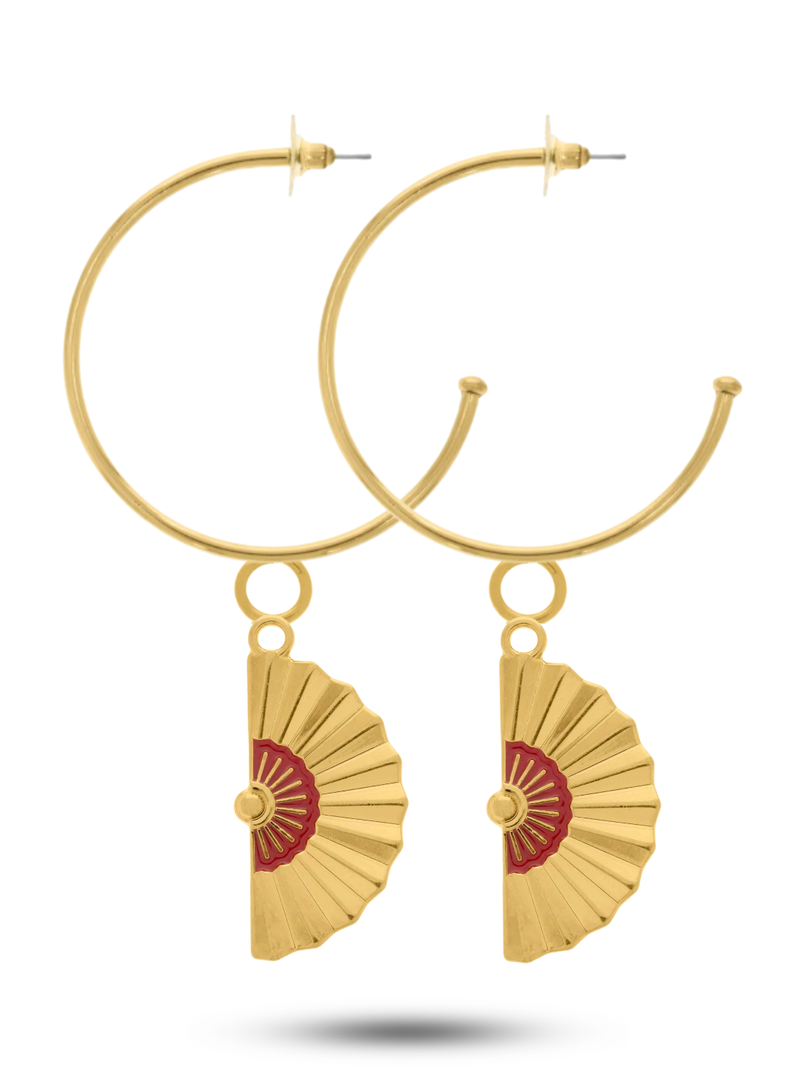 Argola Cigana Vermelho (55mm) - Banhada a Ouro com Verniz Antialérgico