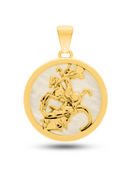 Pingente São Jorge 32mm - Banhado a Ouro e Verniz Italiano