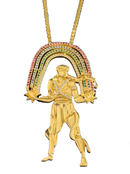 Kit Pingente Orixá Oxumarê Banhada a Ouro 18k e Cravejada C/ Micro Zircônias + Corrente Veneziana (1 mm) 65cm