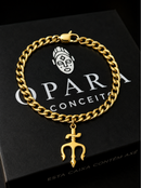 Pulseira Tridente de Proteção C/ Grumet (5mm) de 18, 20 ou 22cm - Banhada a Ouro e Verniz Italiano