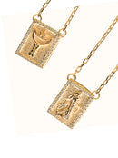 Escapulário Caixa Orixá Iemanjá C/ Microzirconia Cristal Banhada a Ouro 18k + Corrente Cadeado (1 mm) de 60 ou 70 cm