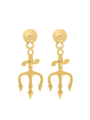 Brinco Tridente de Proteção Antialérgico (33mm) - Banhado a Ouro e Verniz Italiano