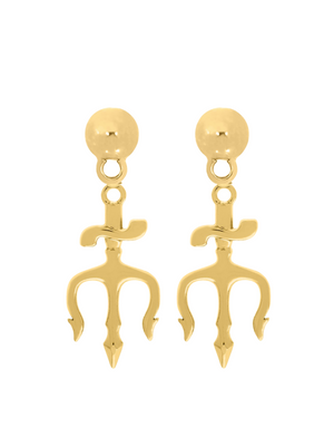 Brinco Tridente de Proteção Antialérgico (33mm) - Banhado a Ouro e Verniz Italiano