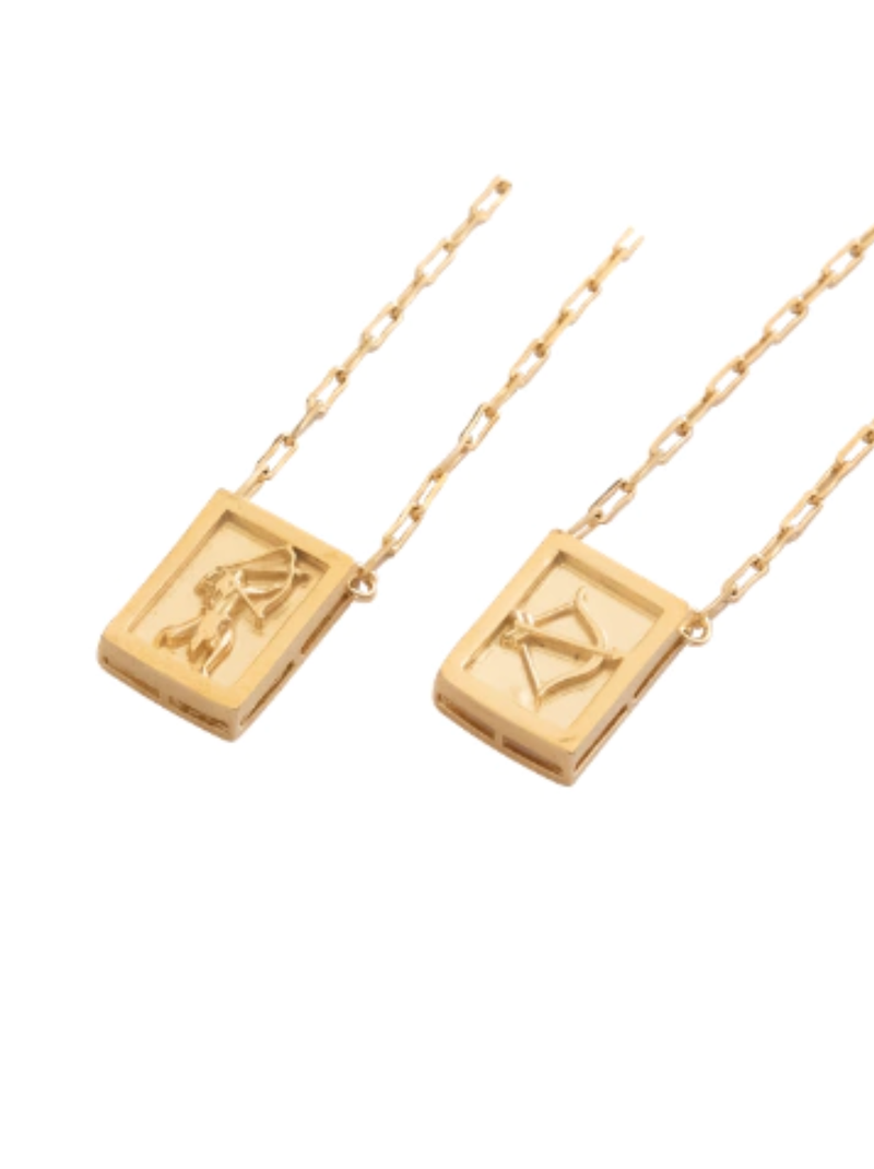 Escapulário Caixa Orixá Oxóssi Banhada a Ouro 18k + Corrente Cadeado (1 mm) 70cm
