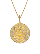 Kit Pingente Mandala Média Iansã Banhada a Ouro 18k e Cravejada C/ Micro Zircônias Cristal+ Corrente Veneziana (1 mm) 45/50 cm