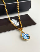 Kit Pingente Iemanjá (23mm) + Corrente Elo Português (1,5mm) 50, 60 ou 70 cm - Banhada a Ouro e Verniz Italiano