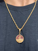 Kit Pingente Xangô (26mm) + Corrente Cordão Baiano (2mm) de 60 ou 70 cm Banhada a Ouro e Verniz Italiano.