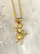 Kit Pingente Orixá Logunedé Banhada a Ouro 18k e Cravejada C/ Micro Zircônias + Corrente Cordão Baiano (1 mm) 65cm