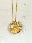 Kit Pingente Mini Mandala Oxum Banhada a Ouro 18k e Cravejada C/ Micro Zircônias + Corrente Veneziana (1 mm) 40cm