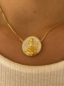 Kit Pingente Mini Mandala Oxum Banhada a Ouro 18k e Cravejada C/ Micro Zircônias + Corrente Veneziana (1 mm) 40cm