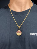 Kit Pingente Xangô (26mm) + Corrente Cordão Baiano (2mm) de 60 ou 70 cm Banhada a Ouro e Verniz Italiano.