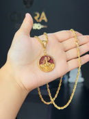 Kit Pingente Xangô (26mm) + Corrente Cordão Baiano (2mm) de 60 ou 70 cm Banhada a Ouro e Verniz Italiano.