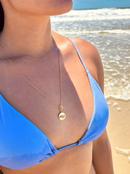 Kit Pingente Axé (20mm) + Corrente Elo Português (1mm) de 50, 60 e 70 cm - Banhada a Ouro e Verniz Italiano