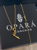 Kit Pingente Espada de Iansã (19mm) + Corrente Elo Português (1mm) de 50, 60 ou 70 cm - Banhada a Ouro e Verniz Italiano