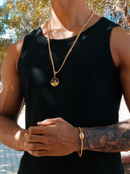 Kit Pingente Exú (26mm) + Corrente Grumet (5mm) de 60 ou 70 CM Banhada a Ouro e Verniz Italiano .