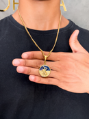 Kit Pingente Ogum (26mm) + Corrente Grumet (3mm) de 60 ou 70 cm Banhada a Ouro e Verniz Italiano.