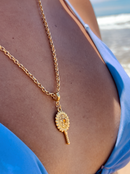 Kit Pingente Abebé (34mm) + Corrente Elo Português (1,5mm) 50, 60 ou 70 cm - Banhada a Ouro e Verniz Italiano