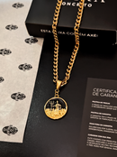 Kit Pingente Exú (26mm) + Corrente Grumet (5mm) de 60 ou 70 CM Banhada a Ouro e Verniz Italiano .