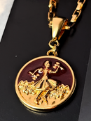 Kit Pingente Xangô (26mm) + Corrente Elo Chapado (3mm) de 60 ou 70 cm Banhado a Ouro e Verniz Italiano