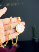 Kit Pingente Ogum (26mm) + Corrente Grumet (3mm) de 60 ou 70 cm Banhada a Ouro e Verniz Italiano.