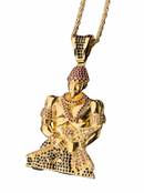 Kit Pingente Orixá Exú Banhada a Ouro 18k e Cravejada C/ Micro Zircônias + Corrente Cordão Baiano (1 mm) 65cm