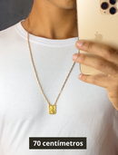 Escapulário São Jorge (22mm) + Corrente Cadeado (2mm) de 60 ou 70 cm - Banhado a Ouro e Verniz Italiano