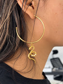 Argola Serpente (55mm) - Banhada a Ouro com Verniz Antialérgico